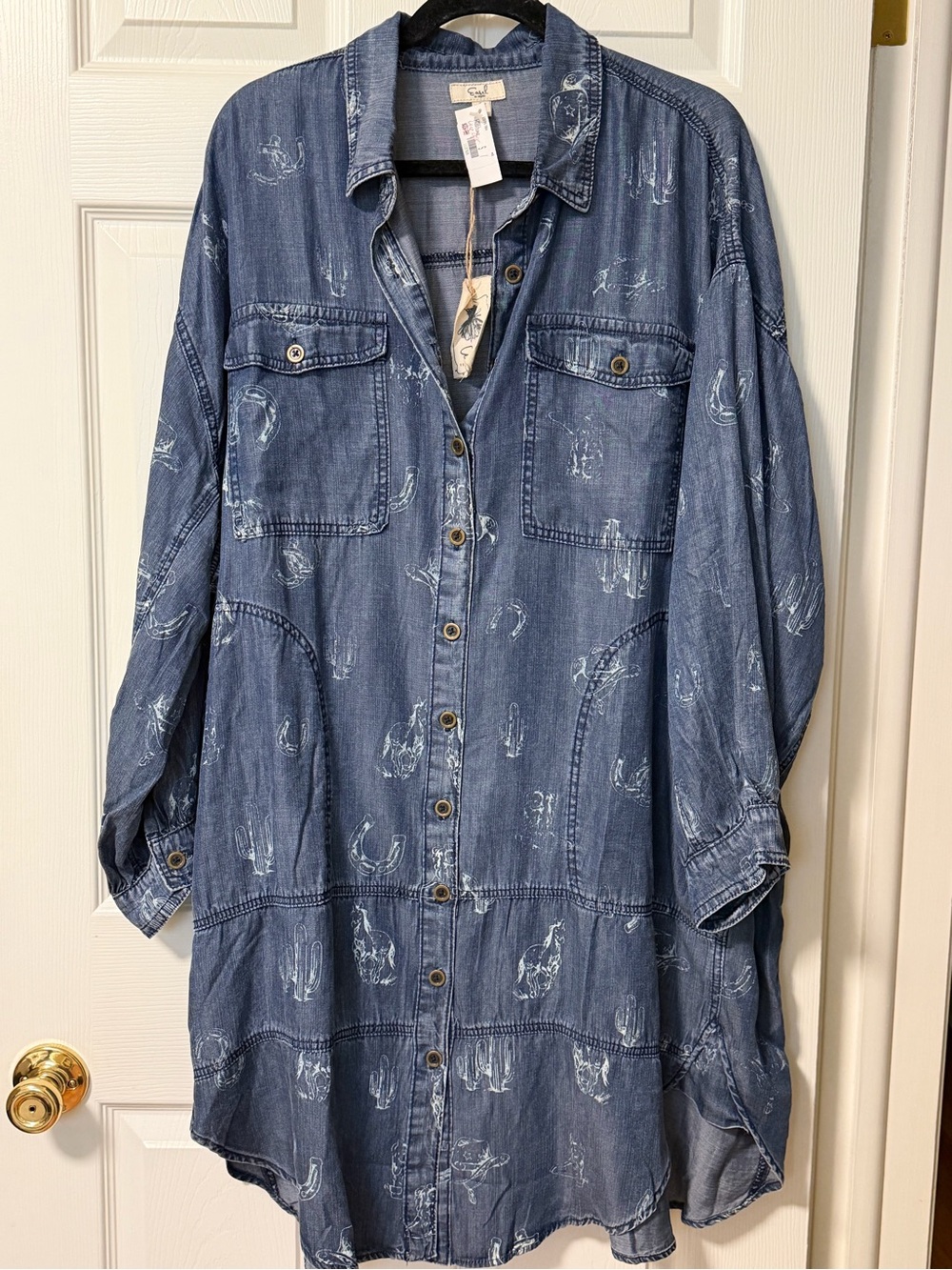 NEW Womens Lightweight Denim Button down Dress by Easel Sz S